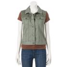 Juniors' Mudd&reg; Crochet Yoke Denim Vest, Girl's, Size: Xl, Green Oth