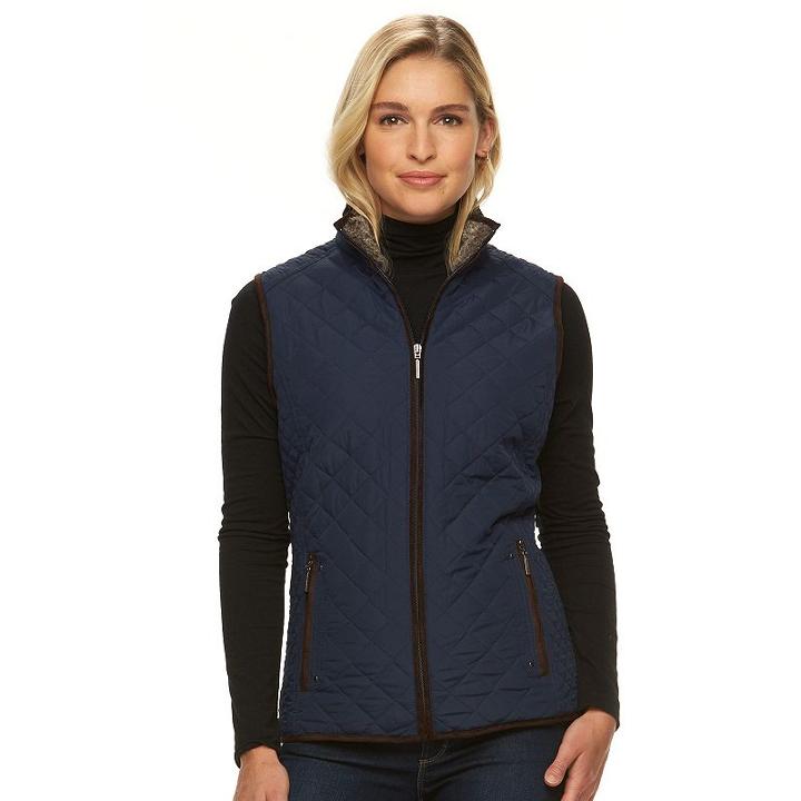 Women's Weathercast Quilted Vest, Size: Xs, Blue (navy)