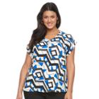 Plus Size Apt. 9 Zip Front Lattice Tee, Women's, Size: 4xl, Med Blue