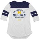 Juniors' Blue 84 Michigan Wolverines Arm Stripe Tee, Women's, Size: Large, White