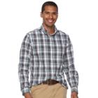 Men's Sonoma Goods For Life&trade; Flexwear Slim-fit Plaid Poplin Button-down Shirt, Size: Medium, Natural
