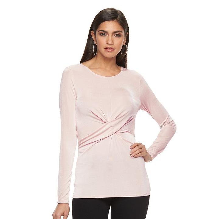 Women's Jennifer Lopez Twist Front Top, Size: Medium, Pink