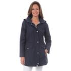 Women's Fleet Street Hooded Long Rain Coat, Size: Large, Blue (navy)