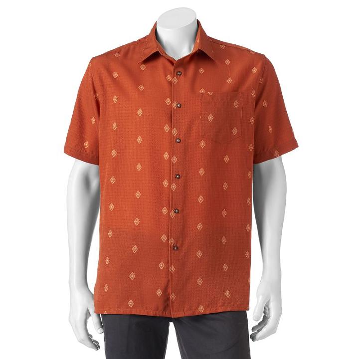 Men's Croft & Barrow&reg; Classic-fit Island Microfiber Button-down Shirt, Size: Large, Orange