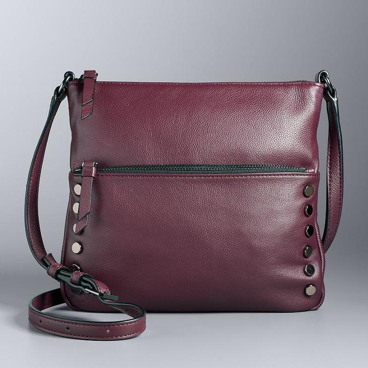 Simply Vera Vera Wang Baxter Studded Crossbody Bag, Women's, Dark Pink