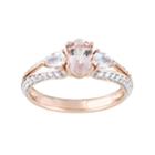 10k Rose Gold Morganite & White Topaz 3-stone Ring, Women's, Size: 8, Pink