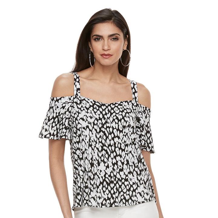 Women's Jennifer Lopez Cold-shoulder Flutter Tee, Size: Xxl, Multicolor