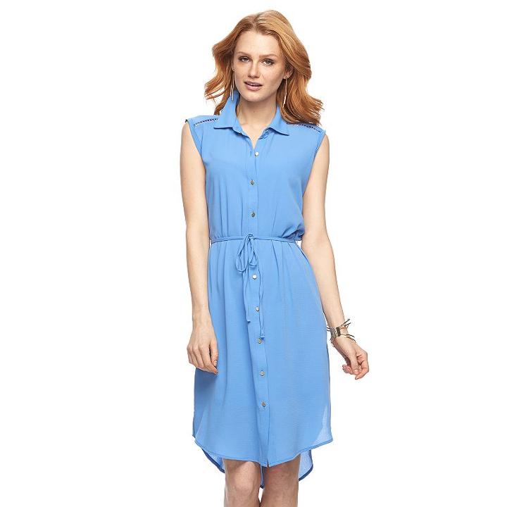Women's Apt. 9&reg; Midi Shirtdress, Size: Medium, Blue (navy)