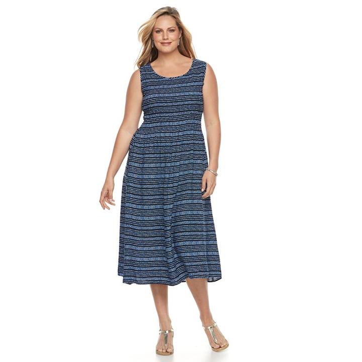 Plus Size Croft & Barrow&reg; Smocked Challis Dress, Women's, Size: 2xl, Blue (navy)
