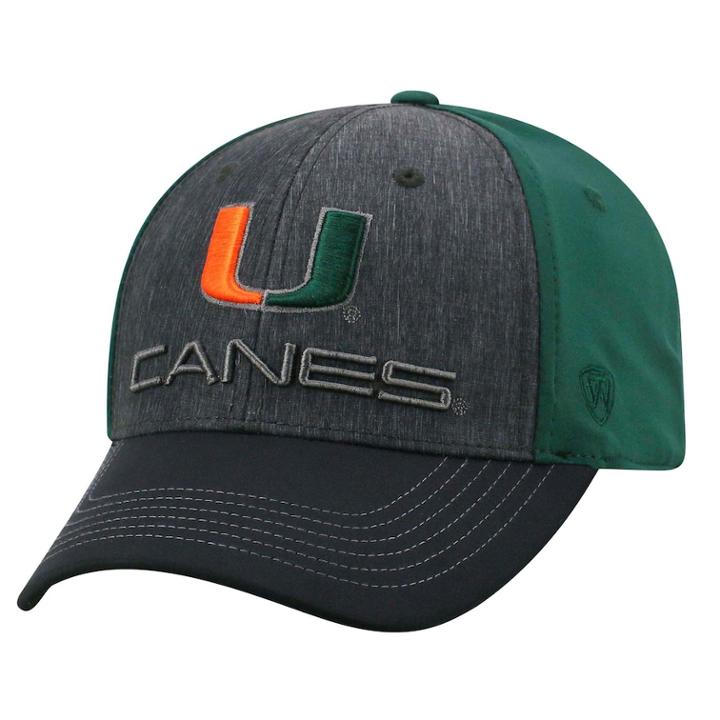 Adult Top Of The World Miami Hurricanes Reach Cap, Men's, Med Grey
