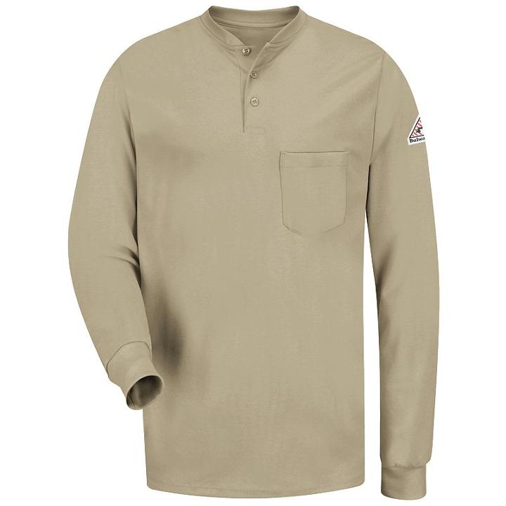 Men's Bulwark Fr Excel Fr Henley, Size: Medium, Beig/green (beig/khaki)
