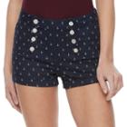 Juniors' Almost Famous Print Sailor Shorts, Girl's, Size: 0, Dark Blue