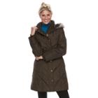 Women's Tower By London Fog Down Faux-fur Trim Puffer Jacket, Size: Xl, Med Green