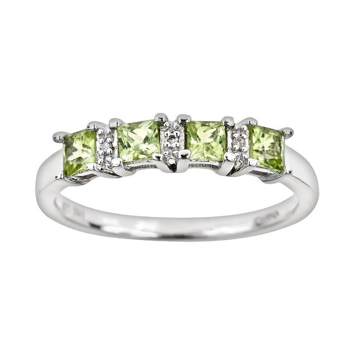 Sterling Silver Peridot And Diamond Accent Ring, Women's, Size: 7, Green