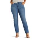 Plus Size Women's Lee Perfect Fit Straight Leg Jean, Size: 22w Petite, Dark Blue