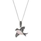 Tori Hill Sterling Silver Pink Shell & Marcasite Bird Pendant, Women's, Size: 18, Multicolor