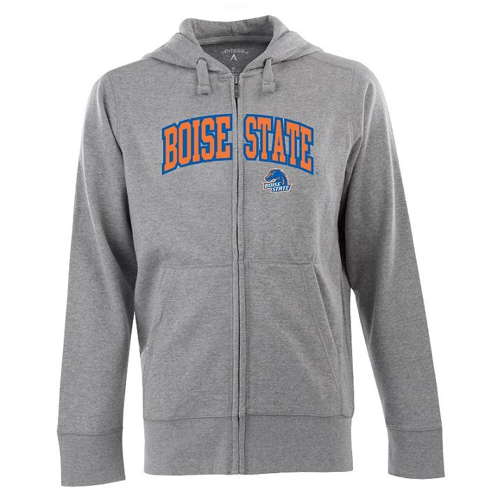 Men's Antigua Boise State Broncos Signature Zip Front Fleece Hoodie, Size: Xl, Grey