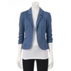 Juniors' Candie's&reg; Ruched Lace Knit Blazer, Teens, Size: Large, Blue