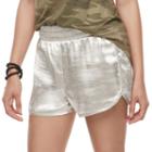 Juniors' Fire Shiny Satin Shorts, Teens, Size: Large, White Oth