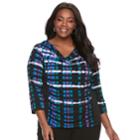 Plus Size Dana Buchman Print Cowlneck Top, Women's, Size: 1xl, Purple