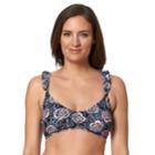 Women's Pink Envelope Bust Enhancer Rose Ruffle Bikini Top, Size: Large, Black
