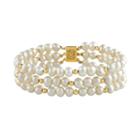 14k Gold Freshwater Cultured Pearl Multi Row Bracelet, Women's, Size: 7.5, White