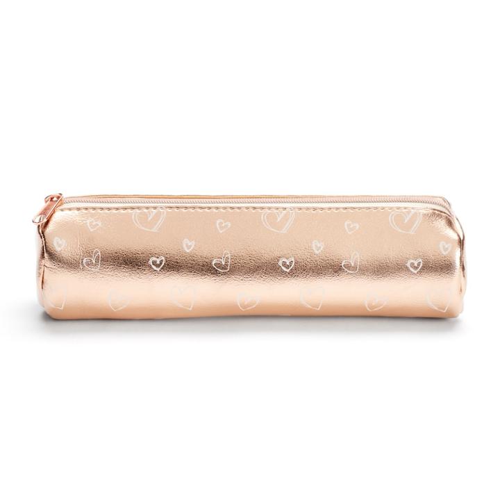 Lc Lauren Conrad Sketched Heart Print Round Brush Bag, Women's, Brt Pink