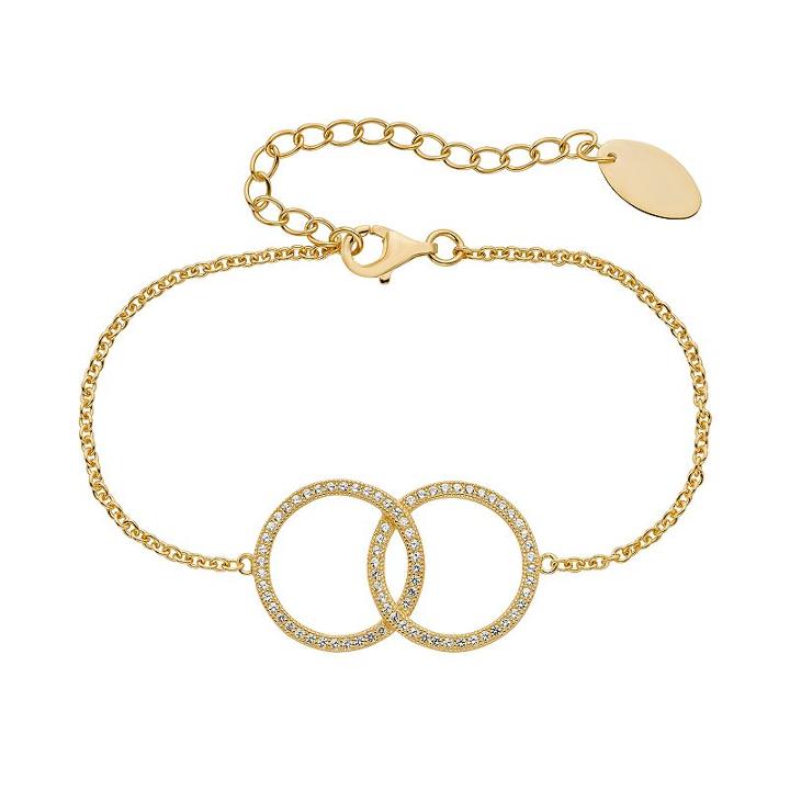 Lab-created White Sapphire 14k Gold Over Silver Interlocking Circle Bracelet, Women's, Size: 6, Yellow