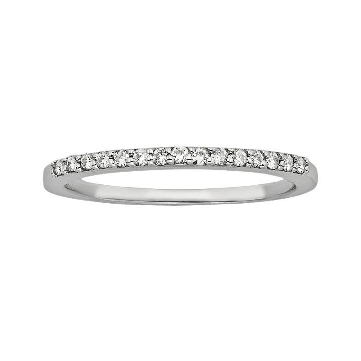 Forever Brilliant 14k White Gold 1/7-ct. T.w. Round-cut Lab-created Moissanite Band, Women's, Size: 9