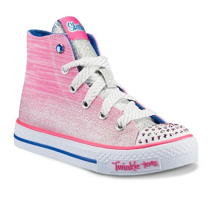 Skechers Twinkle Toes Shuffles Splendorific Girls' Light-up High-top Sneakers, Girl's, Size: 4, Pink