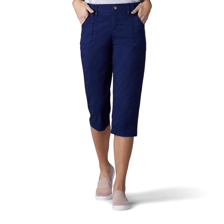 Women's Lee Lyric Twill Comfort Waist Skimmer Capris, Size: 6 Avg/reg, Dark Blue