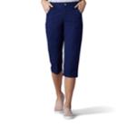 Women's Lee Lyric Twill Comfort Waist Skimmer Capris, Size: 6 Avg/reg, Dark Blue