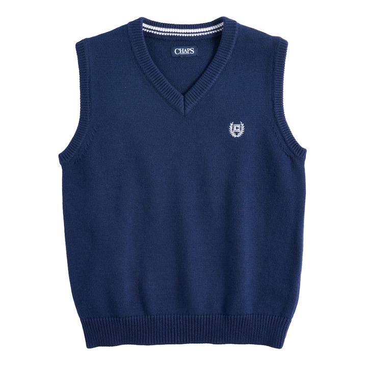 Boys 4-20 Chaps Solid Sweater Vest, Size: 10-12, Blue Other