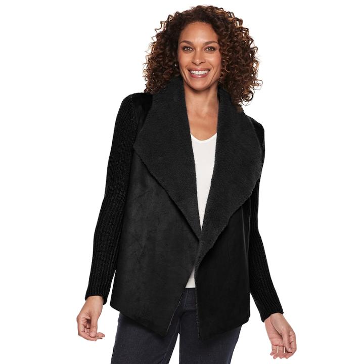 Women's Napa Valley Sherpa Draped Jacket, Size: Large, Black