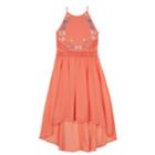 Girls 7-16 Iz Amy Byer Embroidered Floral High-low Hem Georgette Dress, Size: 10, Lt Orange