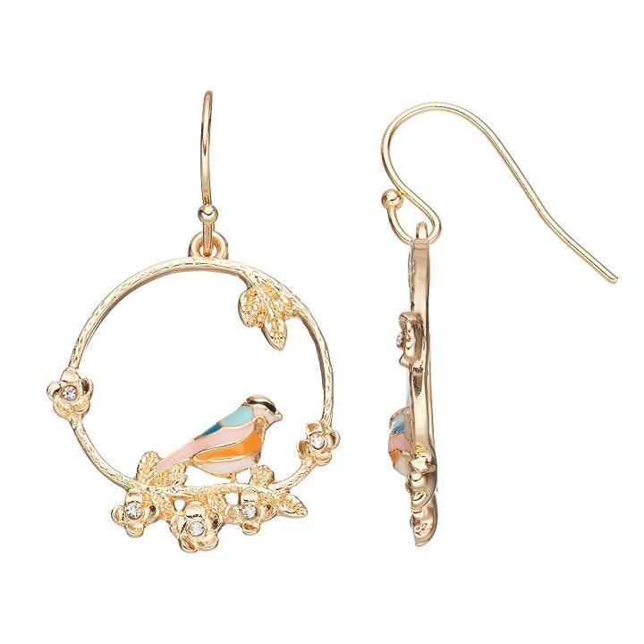 Lc Lauren Conrad Bird Drop Hoop Earrings, Women's, Multicolor
