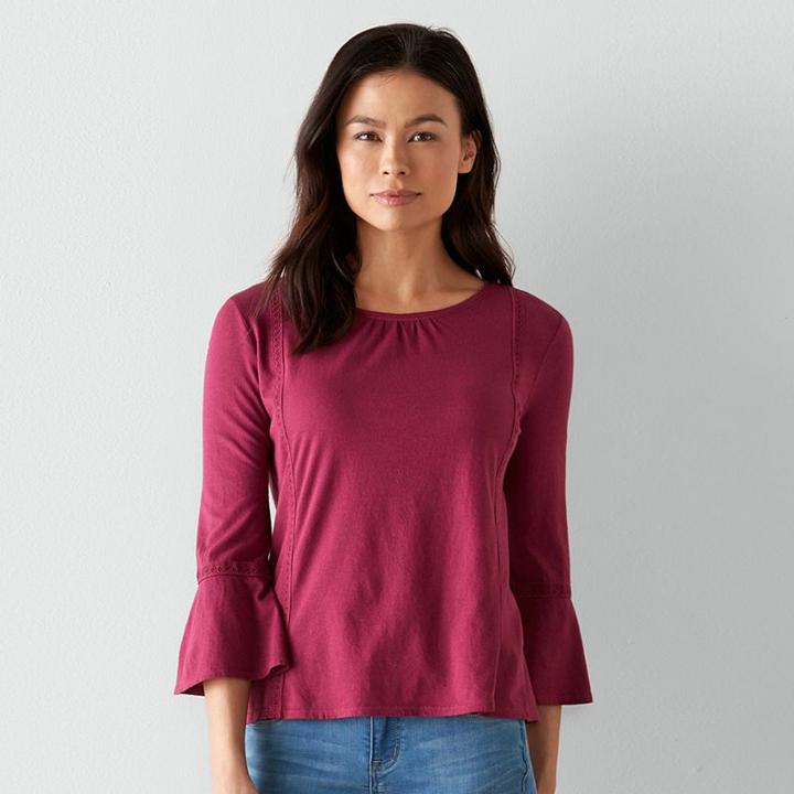 Petite Sonoma Goods For Life&trade; Flared Top, Women's, Size: S Petite, Dark Red