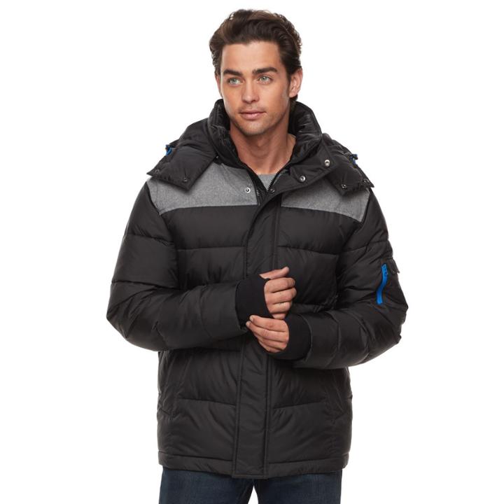 Men's Izod Faux-down Puffer Jacket, Size: Large, Black