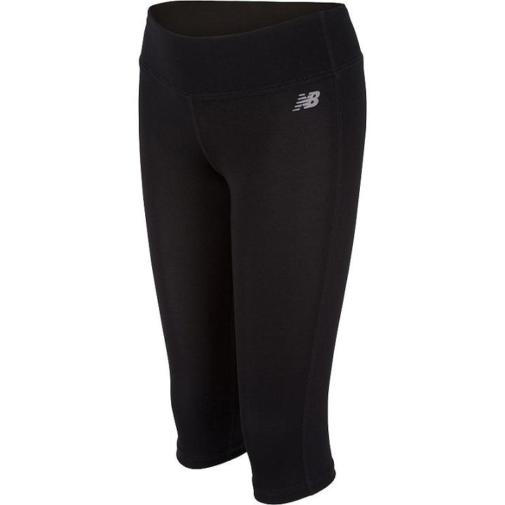 Girls 7-16 New Balance Sueded Jersey Performance Capri Tights, Size: 16, Black