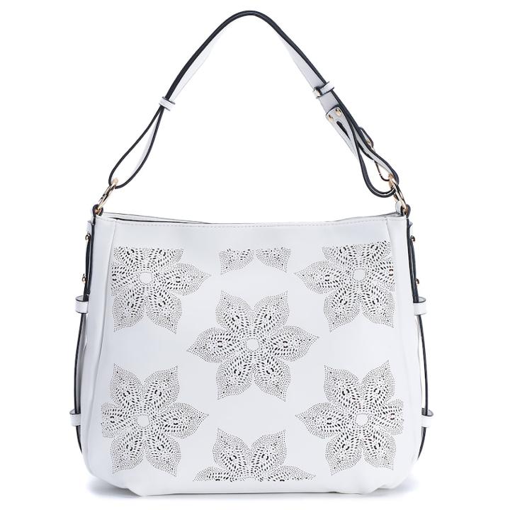 Mellow World Brie Two-tone Floral Perforated Hobo, Women's, Blue