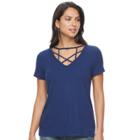 Women's Rock & Republic&reg; Strappy V-neck Tee, Size: Xl, Blue