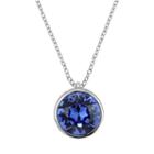 Sterling Silver Crystal Solitaire Pendant Necklace, Women's, Size: 18, Blue