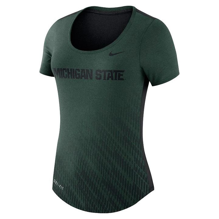Women's Nike Michigan State Spartans Dri-fit Scoopneck Tee, Size: Xl, Green