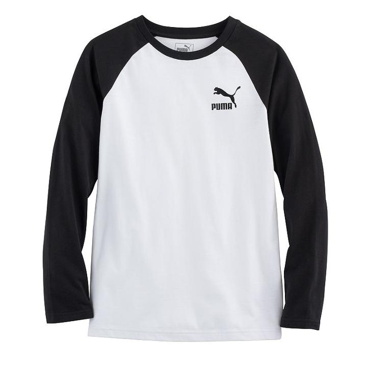 Boys' 8-20 Puma Raglan Tee, Size: Small, White