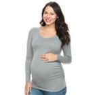Maternity A:glow Ruched Scoopneck Tee, Women's, Size: Xl-mat, Med Grey