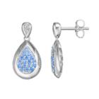 Lotopia Blue & White Cubic Zirconia Sterling Silver Teardrop Earrings, Women's