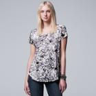 Women's Simply Vera Vera Wang Print Scoopneck Tee, Size: Xl, Oxford