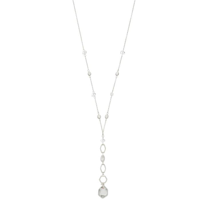 Simulated Crystal Hexagon Y Necklace, Women's, Size: 30, Silver