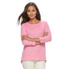 Women's Croft & Barrow&reg; Roll-cuff Tee, Size: Medium, Med Pink