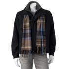 Big & Tall Towne Wool-blend Hipster Jacket With Plaid Scarf, Men's, Size: Xxl Tall, Black